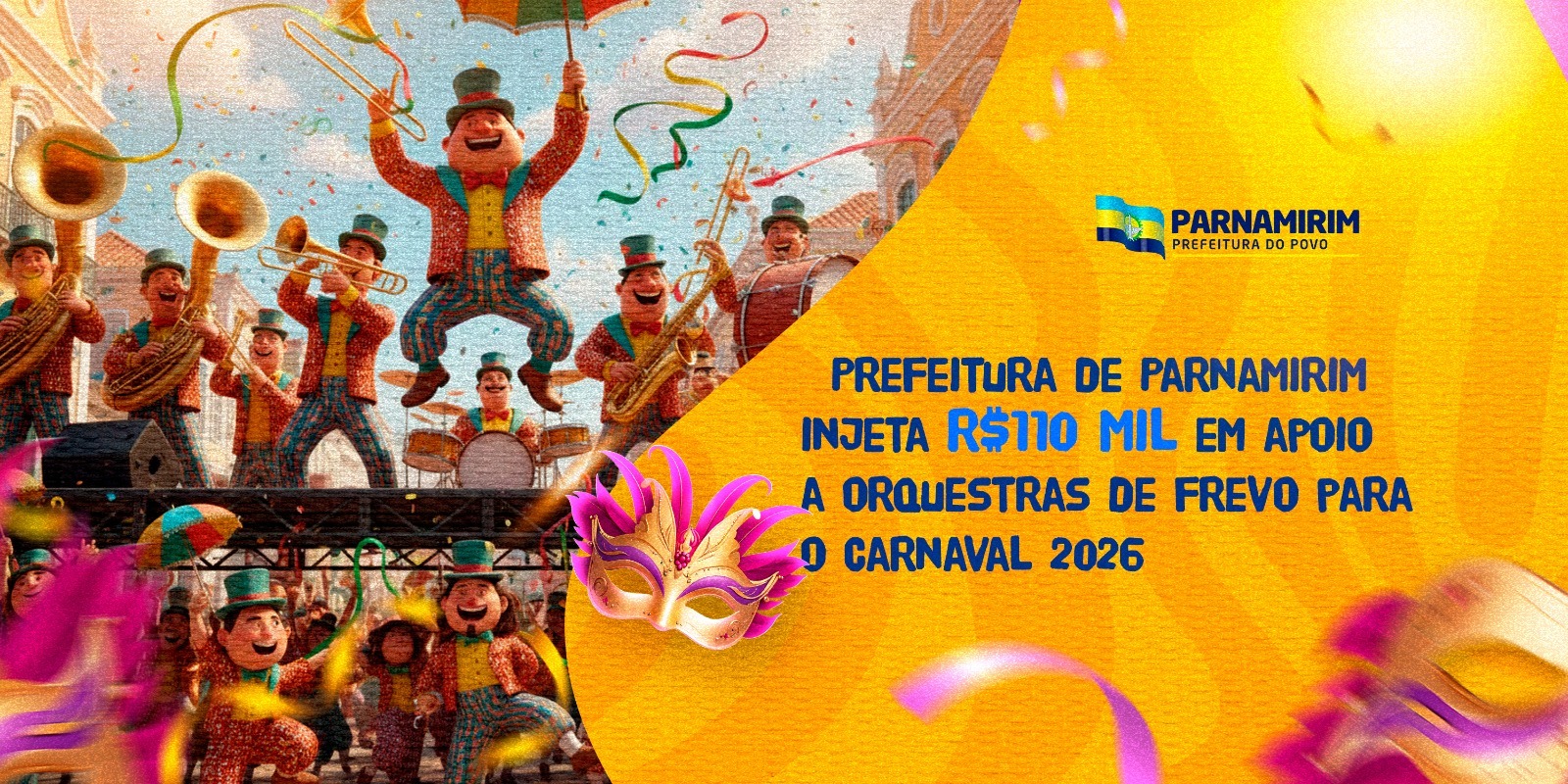 Prefeitura de Parnamirim injeta R$110 mil em apoio a orquestras de frevo para o Carnaval 2026